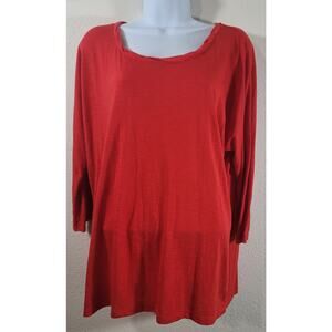 Cato Red Dolman 3/4 Sleeve Slub Knit Top Large Lightweight Soft Stretch